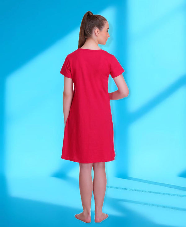 T.T. Women Half Sleeves 3/4Th Gown - Fuchsia