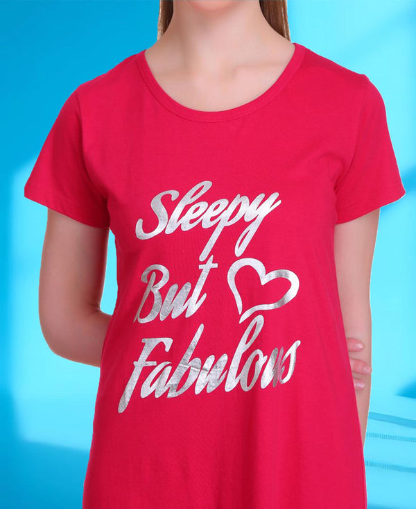 T.T. Women Half Sleeves 3/4Th Gown - Fuchsia