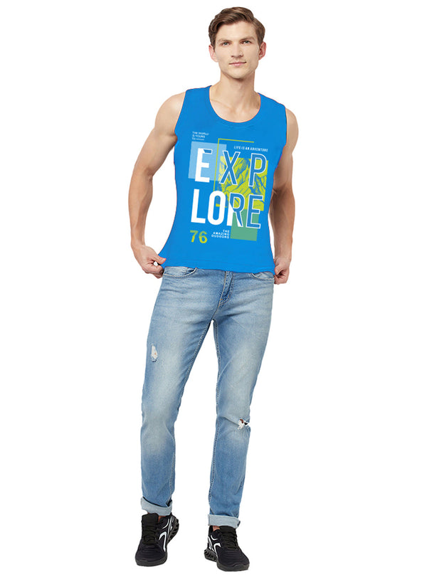 T.T. Men Printed Muscle Tees Pack Of 1 Blue