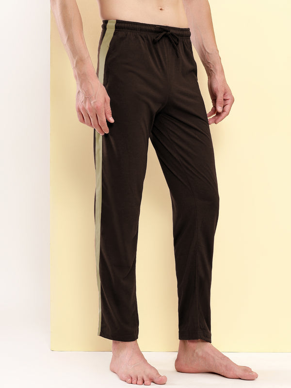 T.T. Men's Poly Jersey Cut & Sew Trackpant -Brown