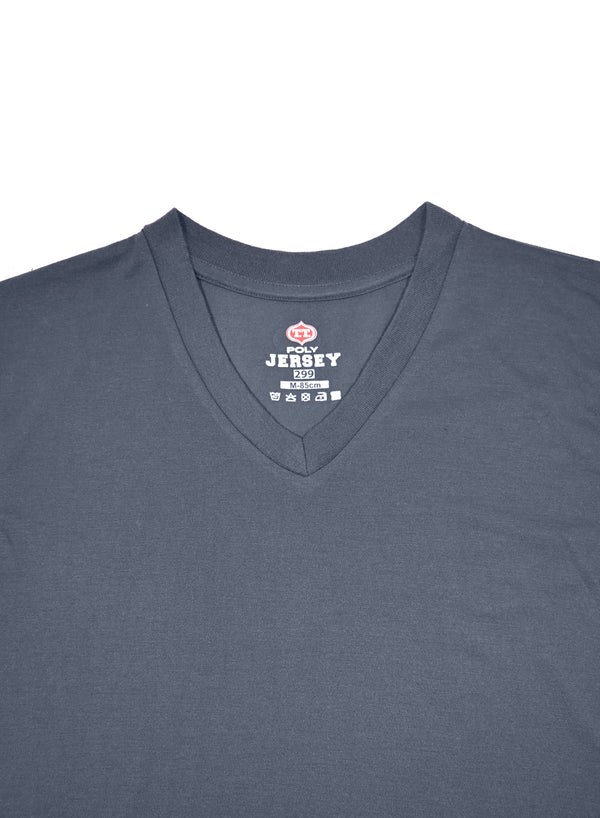 T.T. Mens Anthra Grey Regular FitPoly Jersey V-Neck Half Sleeve T-Shirt
