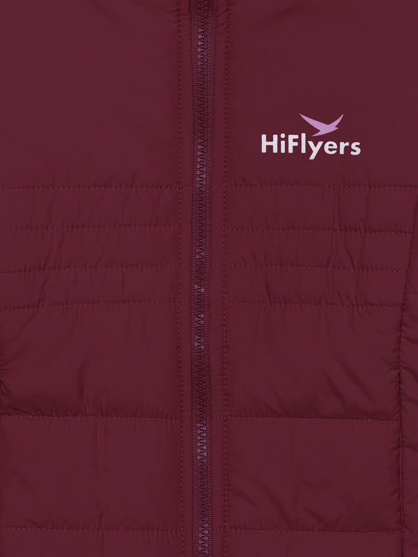 HiFlyers Girls Regular Fit | Polyster |Fluffy Full Sleeves |Quilted Insulation|High Neck Stand Collar|Zipper Jacket -Maroon