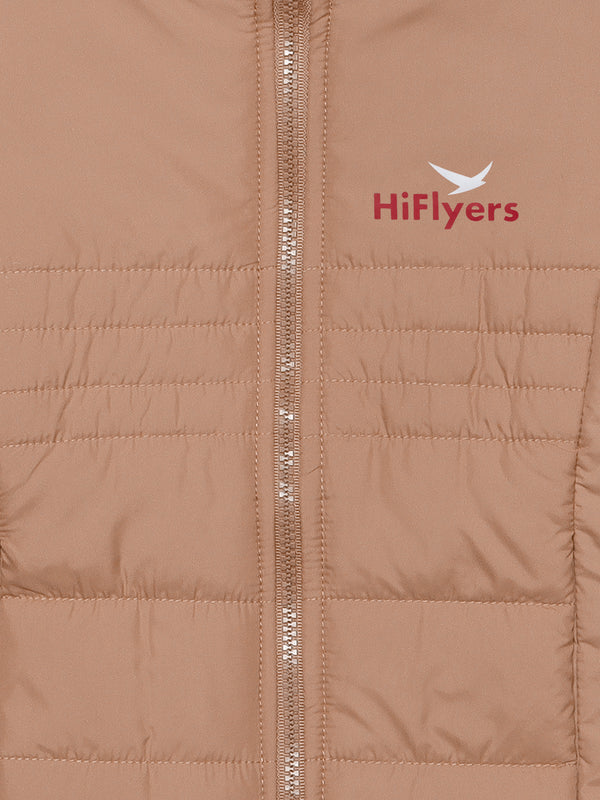 HiFlyers Girls Regular Fit | Polyster |Fluffy Full Sleeves |Quilted Insulation|High Neck Stand Collar|Zipper Jacket -Blush