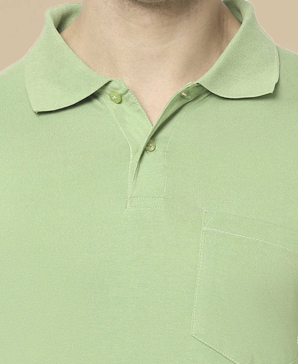 T.T. Men'S Solid Sinker Polo Tshirts With PocketGreen