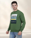 HiFlyers Mens Green Slim Fit Printed Round Neck Sweatshirt