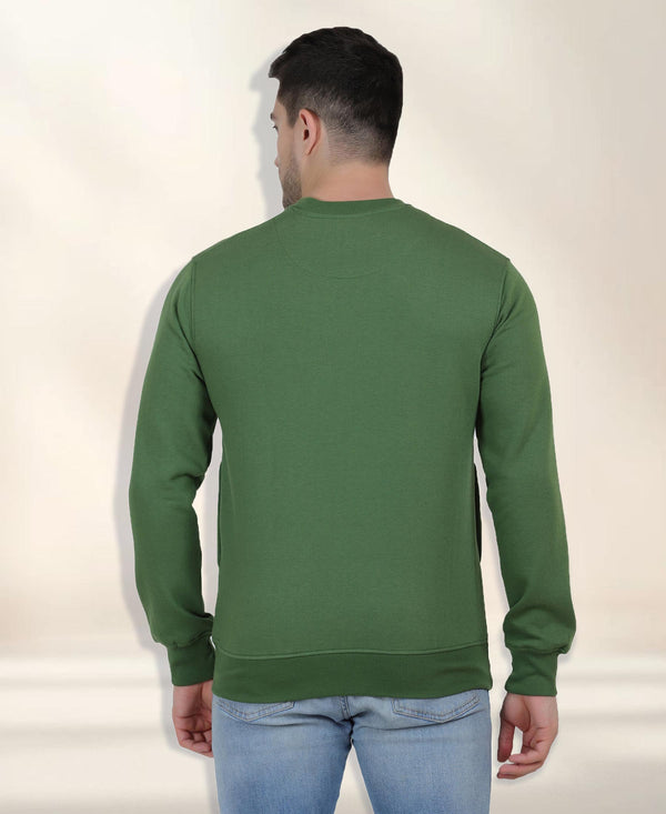 HiFlyers Mens Green Slim Fit Printed Round Neck Sweatshirt