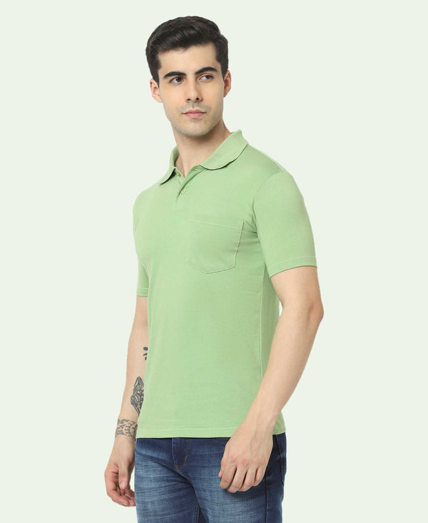 T.T. Men'S Solid Sinker Polo Tshirts With PocketGreen