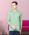 T.T. Men Green Cotton Polyster Regular Fit Solid Sweatshirt Style Tshirt