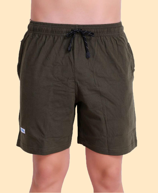 T.T. Men Cool Solid Bermuda Shorts Olive Green