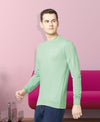 T.T. Men Green Cotton Polyster Regular Fit Solid Sweatshirt Style Tshirt
