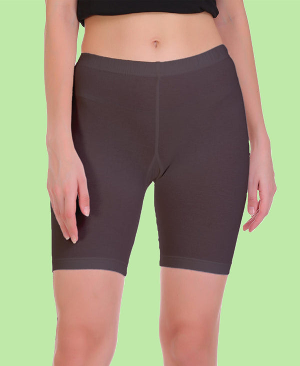 T.T. Pearl Women 100% Cotton Multipurpose Shorts Pack Of 2 Black & Chocolate Brown