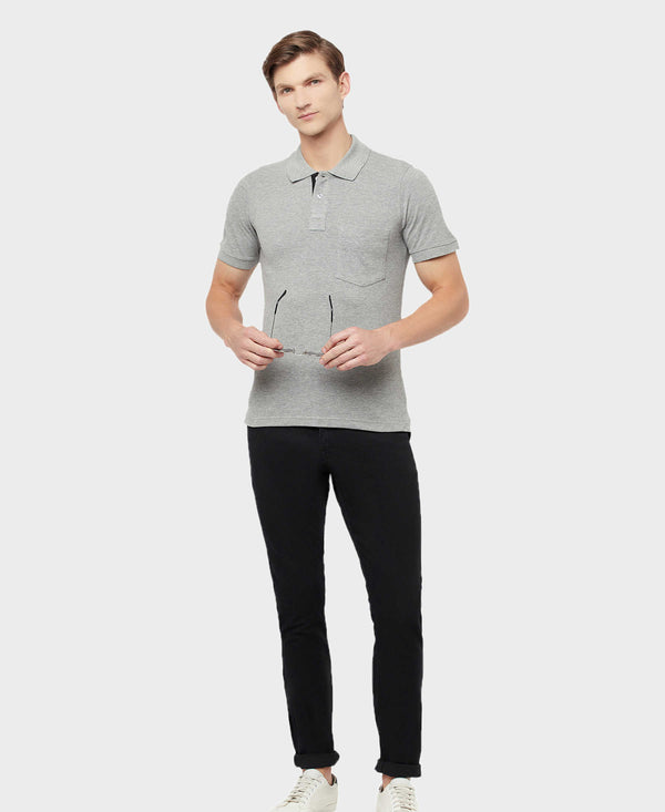 HiFlyers Men'S Solid Tshirts With Pocket Grey