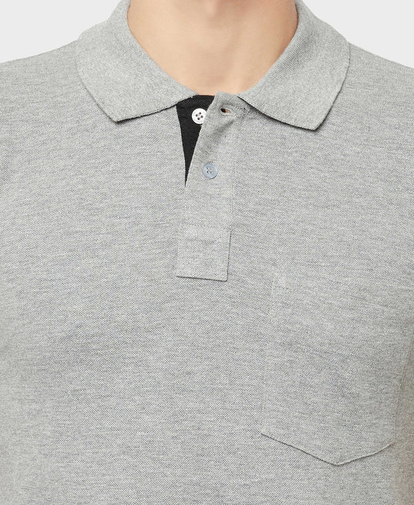 HiFlyers Men'S Solid Tshirts With Pocket Grey