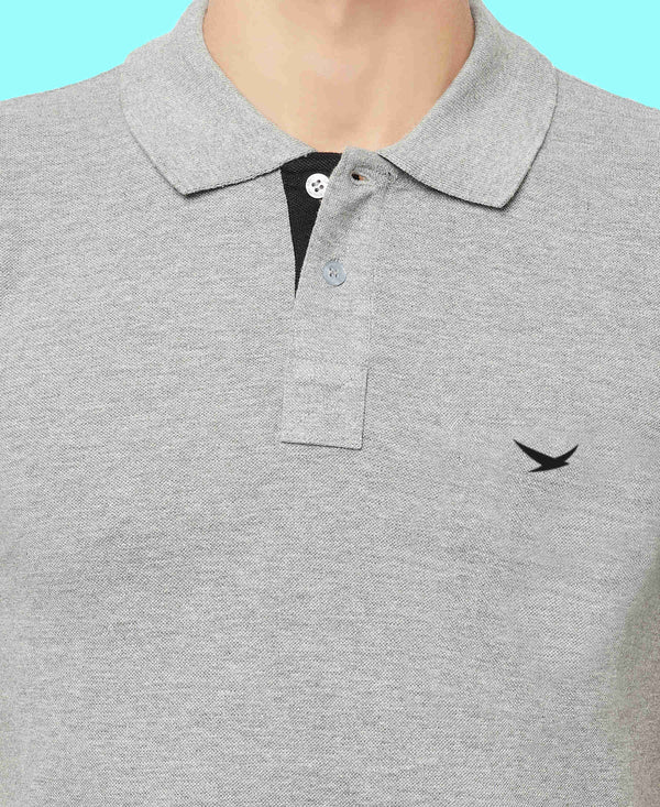 HiFlyers Men'S Cotton Polo T-Shirt With Chest Logo Grey