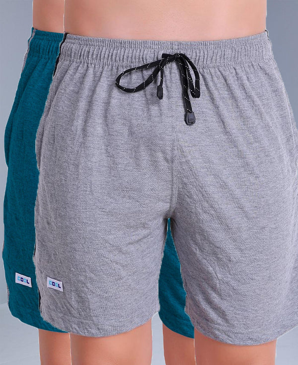 T.T. Men Solid Cotton Shorts Pack Of 2 Grey::Air
