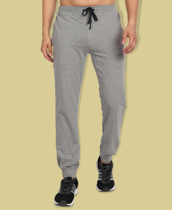 HiFlyers Men Grey Melange Slim Fit Solid Terry Joggers