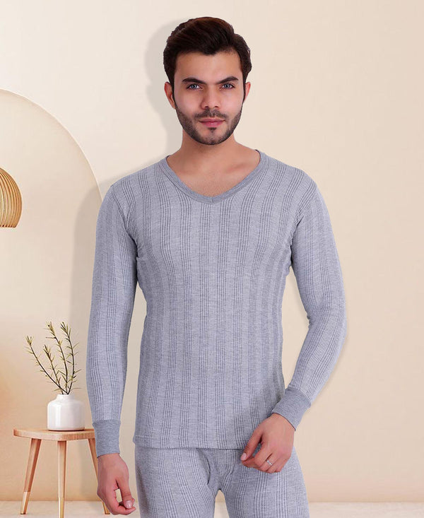 T.T. Men Hotpot Elite Thermal Set V-Neck- Grey Melange