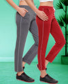T.T. Women 100% Cotton Interlock Fabric Track Pant Pack Of 2