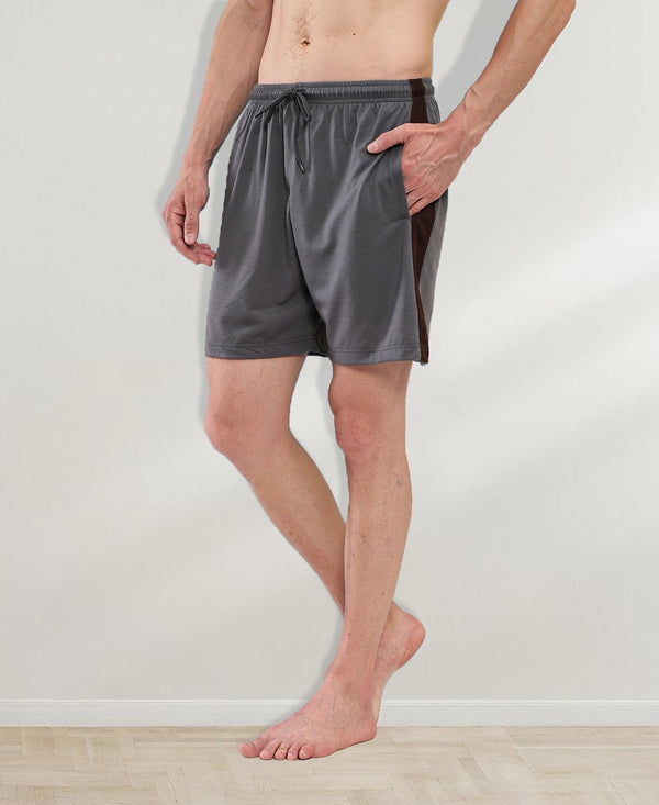 T.T. Men Regular Fit Poly Jersey Cut And Sew Bermuda Short Pack Of 3-Black-Brown-Grey