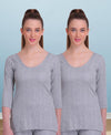 T.T. Women Hotpot Elite 3/4Th Slip Thermal Pack Of 2- Grey Melange