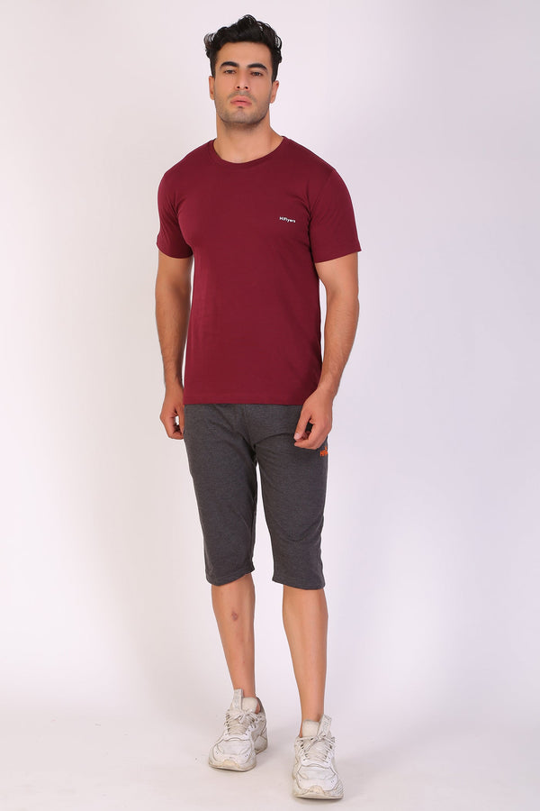 Round Neck Maroon T-shirt