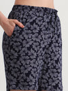 HiFlyers Women Regular Fit Cotton Printed Short -Navy