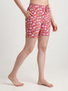 HiFlyers Women Regular Fit Cotton Printed Short -Pink