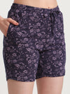 HiFlyers Women Regular Fit Cotton Printed Short -Purple