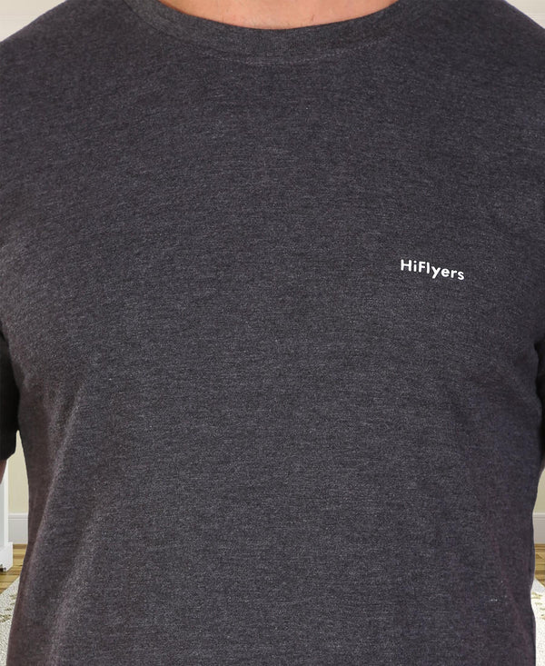 HiFlyers Men Slim Fit Solid Premium Rn Tshirts Anthra
