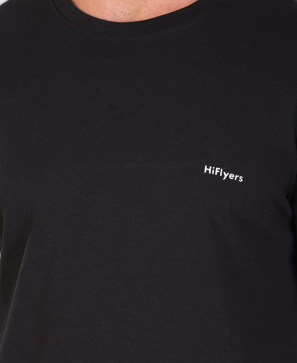 HiFlyers Men Slim Fit Solid Premium Rn Tshirts Black