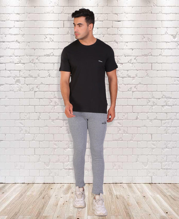 HiFlyers Men Slim Fit Solid Premium Rn Tshirts Black