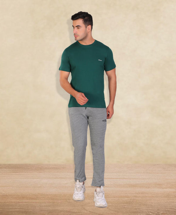 HiFlyers Men Slim Fit Solid Premium Rn Tshirts Eden Green