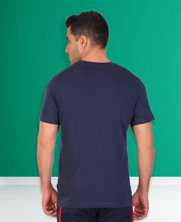 HiFlyers Men Slim Fit Solid Premium Rn Tshirts Navy