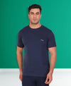 HiFlyers Men Slim Fit Solid Premium Rn Tshirts Navy