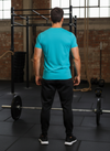 HiFlyers Men Slim Fit Solid Premium Rn Tshirts Teal Blue