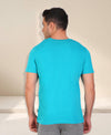 HiFlyers Men Slim Fit Solid Premium Rn Tshirts Teal Blue