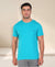 HiFlyers Men Slim Fit Solid Premium Rn Tshirts Teal Blue