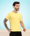 HiFlyers Men Regular Fit Polyster Pique Round Neck Half Sleev Tshirt Lemon