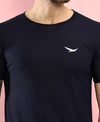 HiFlyers Men Regular Fit Polyster Pique Round Neck Half Sleev Tshirt Navy