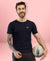 HiFlyers Men Regular Fit Polyster Pique Round Neck Half Sleev Tshirt Navy