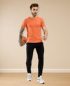 HiFlyers Men Regular Fit Polyster Pique Round Neck Half Sleev Tshirt Orange