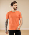 HiFlyers Men Regular Fit Polyster Pique Round Neck Half Sleev Tshirt Orange