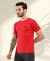 HiFlyers Men Regular Fit Polyster Pique Round Neck Half Sleev Tshirt Red