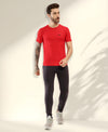 HiFlyers Men Regular Fit Polyster Pique Round Neck Half Sleev Tshirt Red