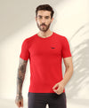 HiFlyers Men Regular Fit Polyster Pique Round Neck Half Sleev Tshirt Red