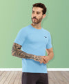 HiFlyers Men Regular Fit Polyster Pique Round Neck Half Sleev Tshirt Sky Blue