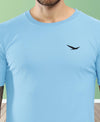 HiFlyers Men Regular Fit Polyster Pique Round Neck Half Sleev Tshirt Sky Blue