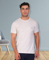HiFlyers Men Slim Fit Self-Design Premium Rn Tshirts Ecru Melange