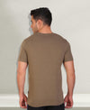HiFlyers Men Slim Fit Self-Design Premium Melange Rn Tshirts Olive