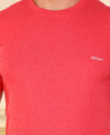 HiFlyers Men Slim Fit Self-Design Premium Melange Rn Tshirts Red
